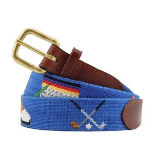Smathers & Branson Golfer’s Life Needlepoint Belt in Blueberry Size 28